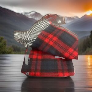 New MinxNY The Williamsburg Scarf W/ Faux Leather Pocket Snaps Black Red White‎